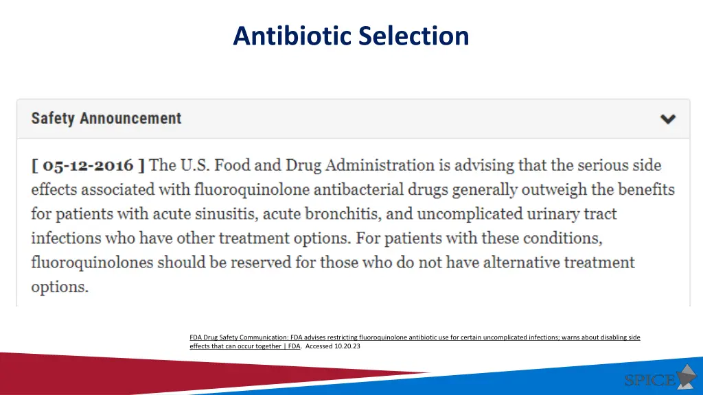 antibiotic selection