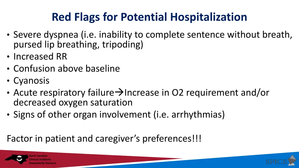 red flags for potential hospitalization