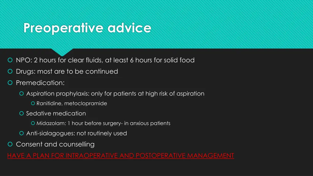 preoperative advice