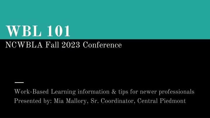 wbl 101 ncwbla fall 2023 conference