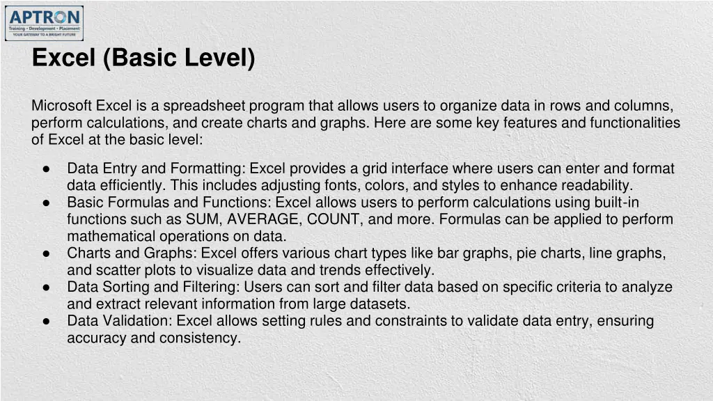 excel basic level