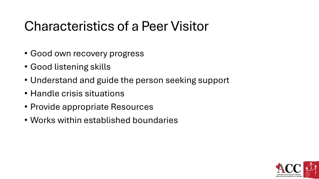 characteristics of a peer visitor