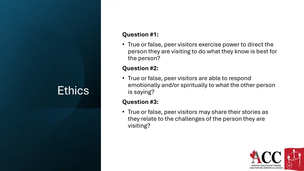 question 1 true or false peer visitors exercise