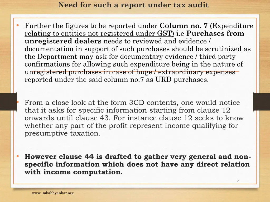 need for such a report under tax audit 3