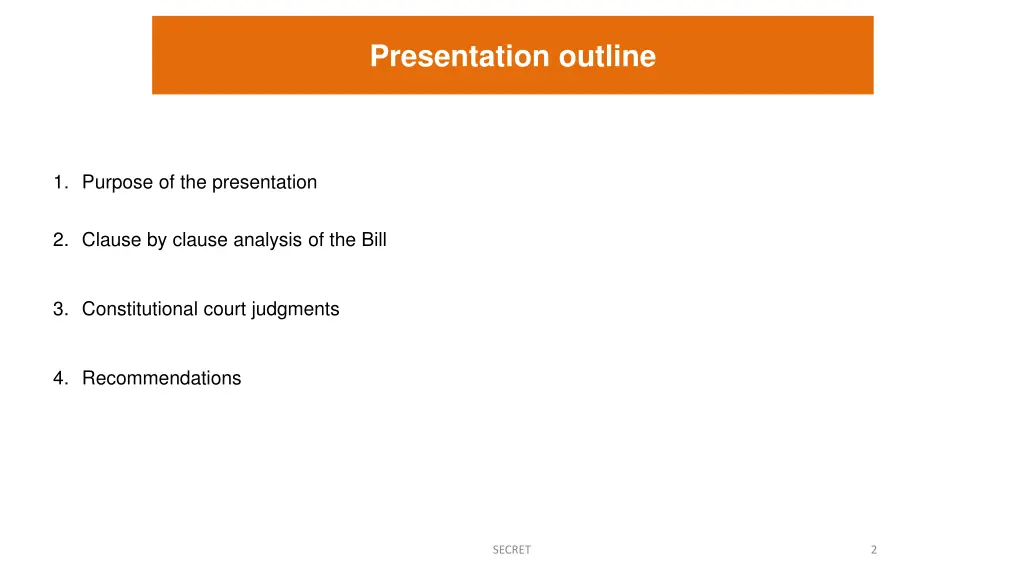 presentation outline