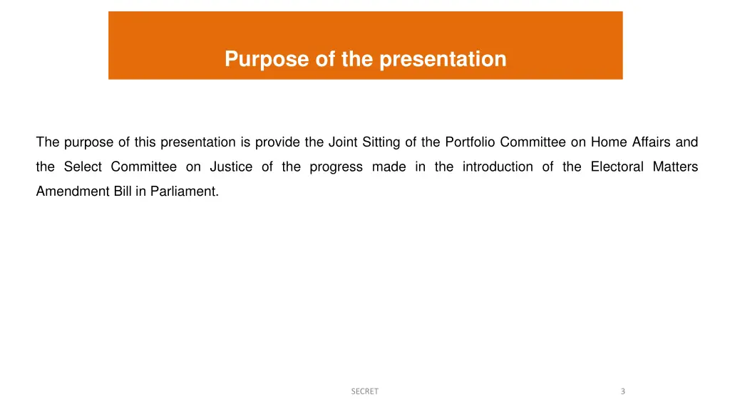 purpose of the presentation