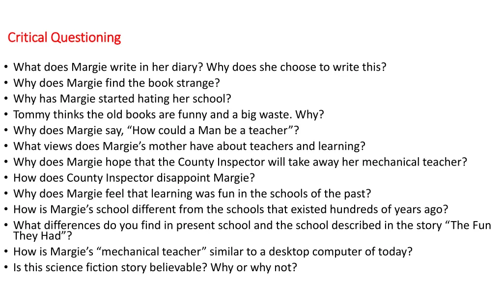 critical questioning critical questioning