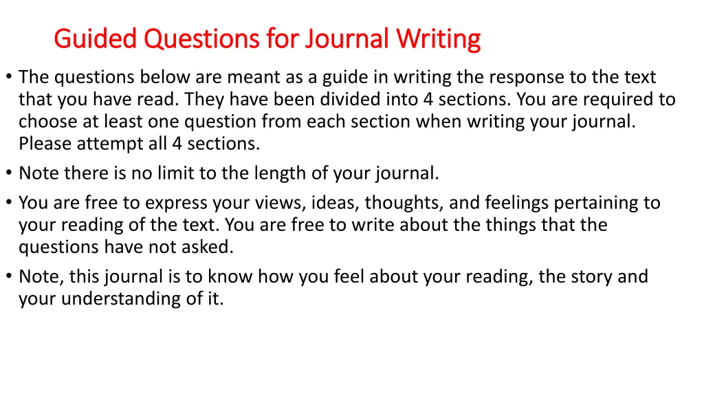 guided questions for journal writing guided