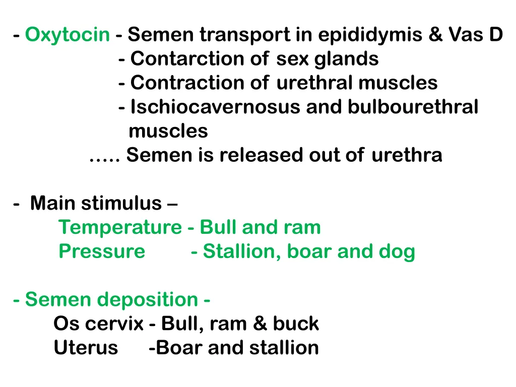 oxytocin semen transport in epididymis