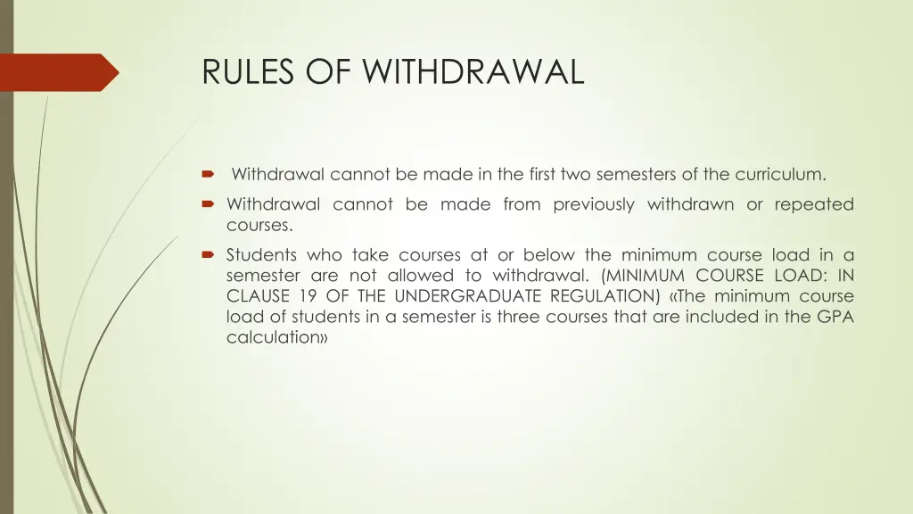 rules of withdrawal