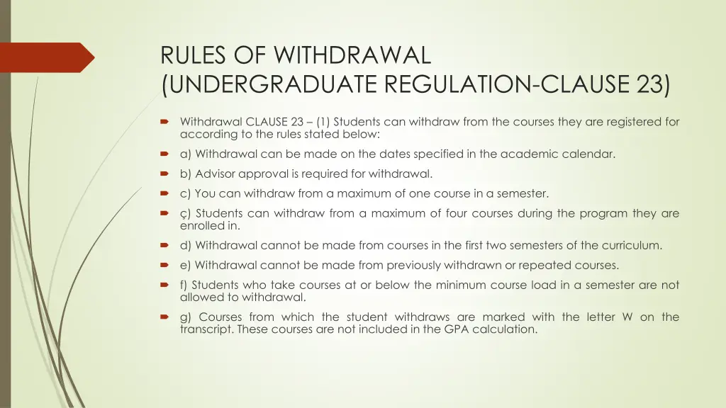 rules of withdrawal undergraduate regulation