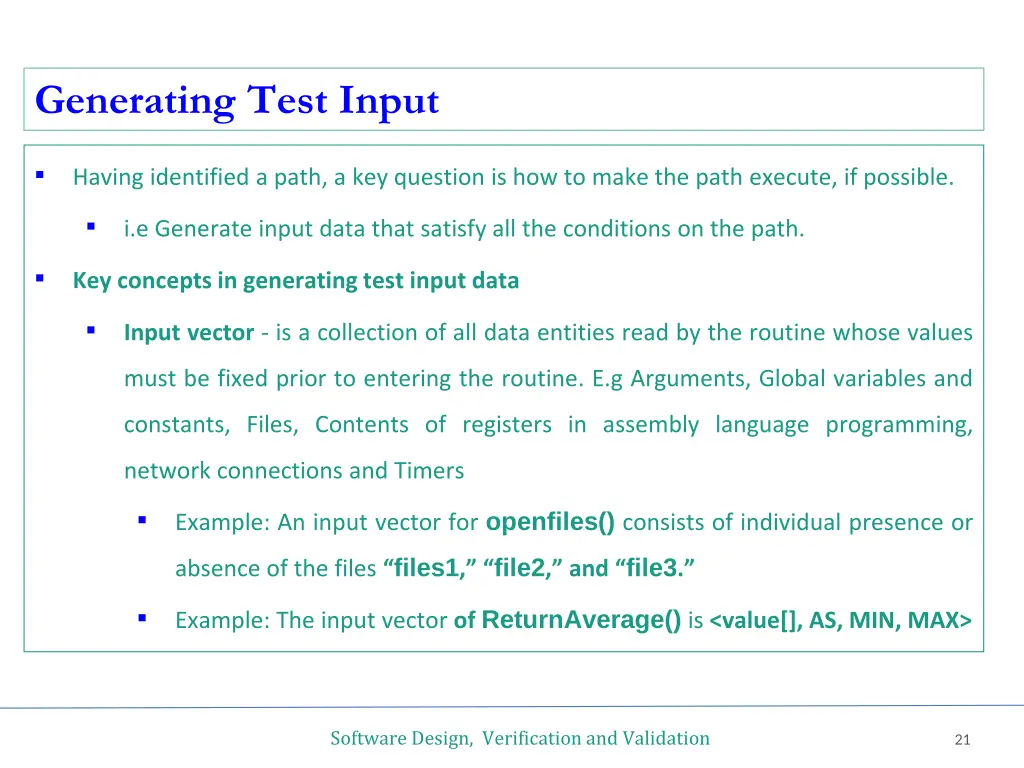 generating test input