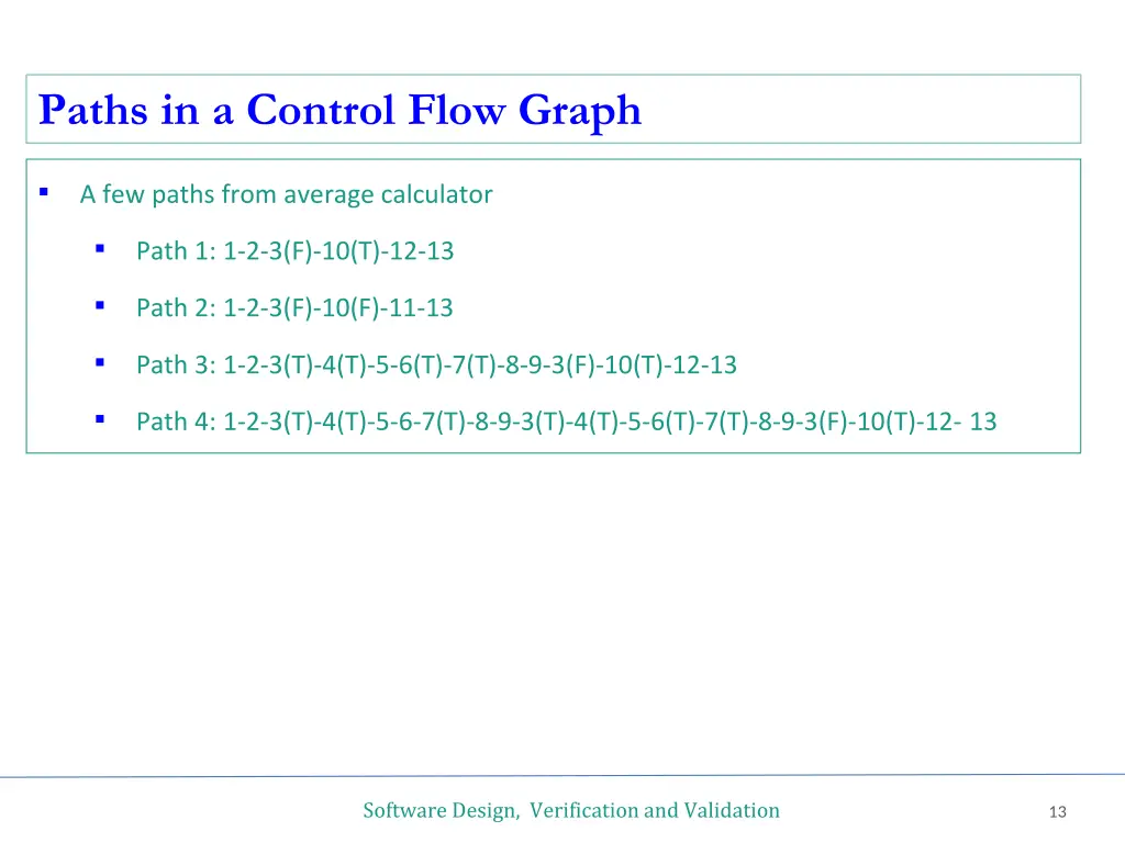 paths in a control flow graph