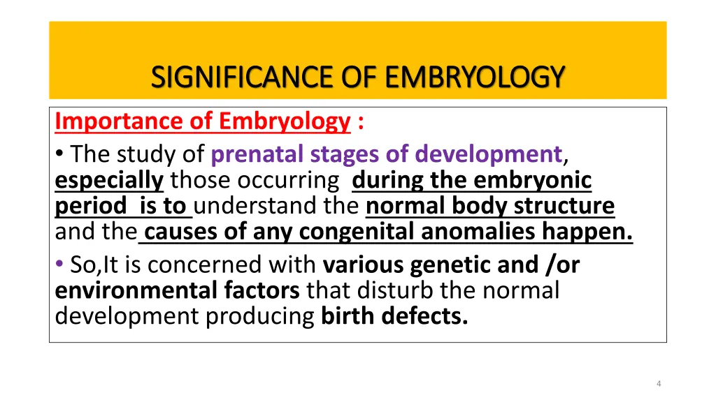 significance of embryology significance