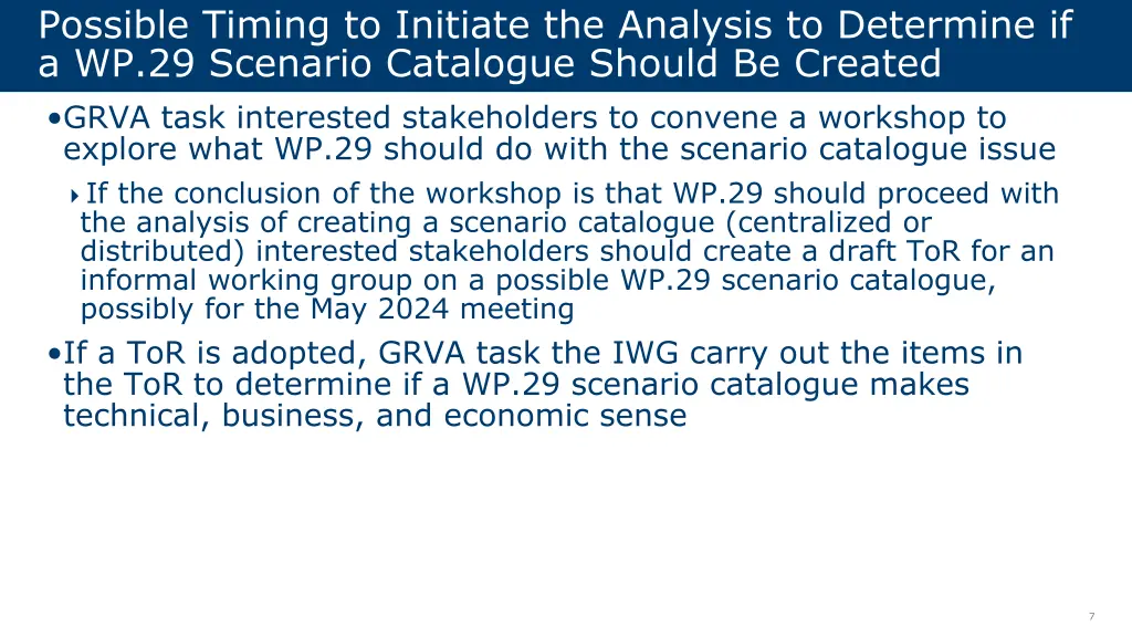 possible timing to initiate the analysis