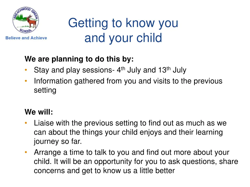 getting to know you and your child