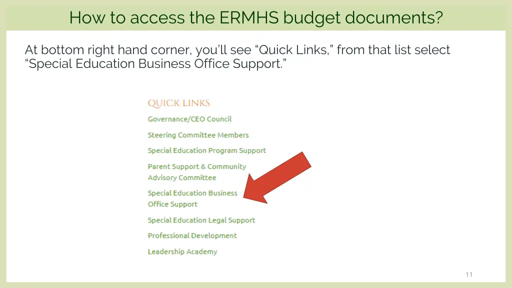 how to access the ermhs budget documents 1