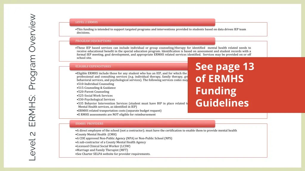 level 2 ermhs program overview