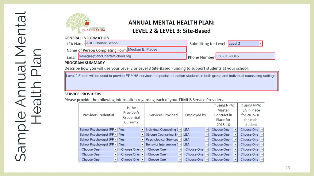 sample annual mental