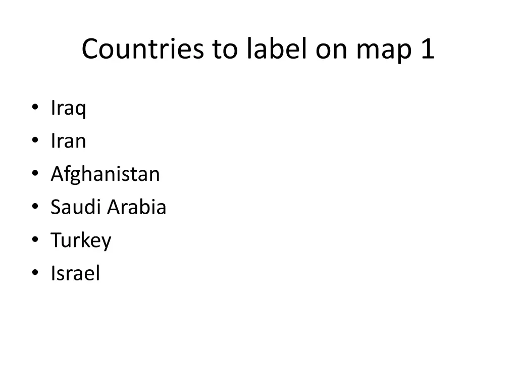 countries to label on map 1