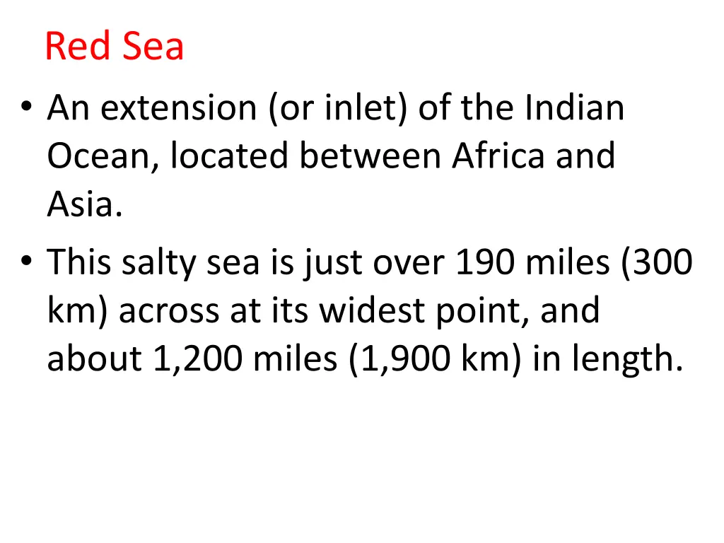 red sea an extension or inlet of the indian ocean