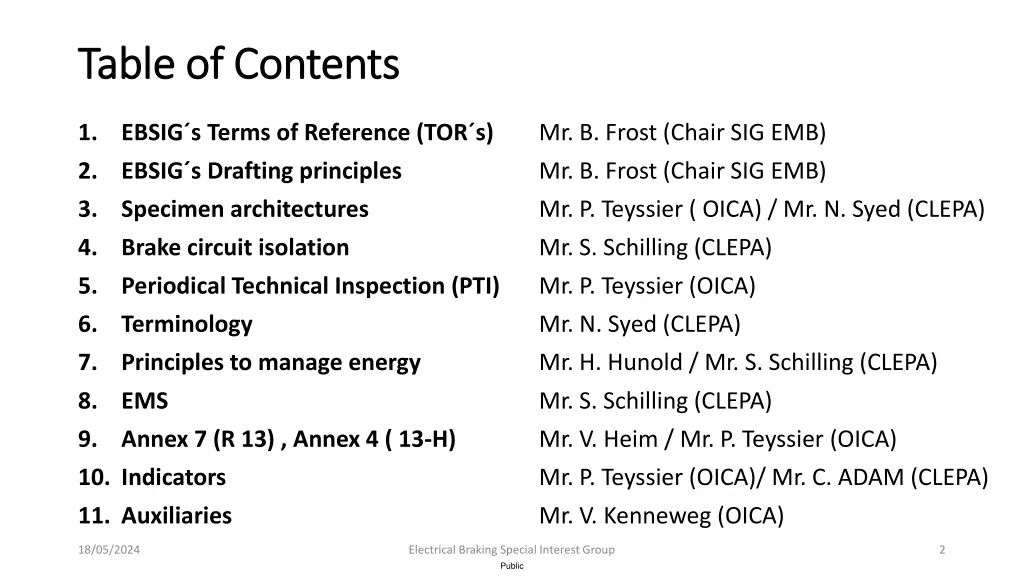 table of contents table of contents