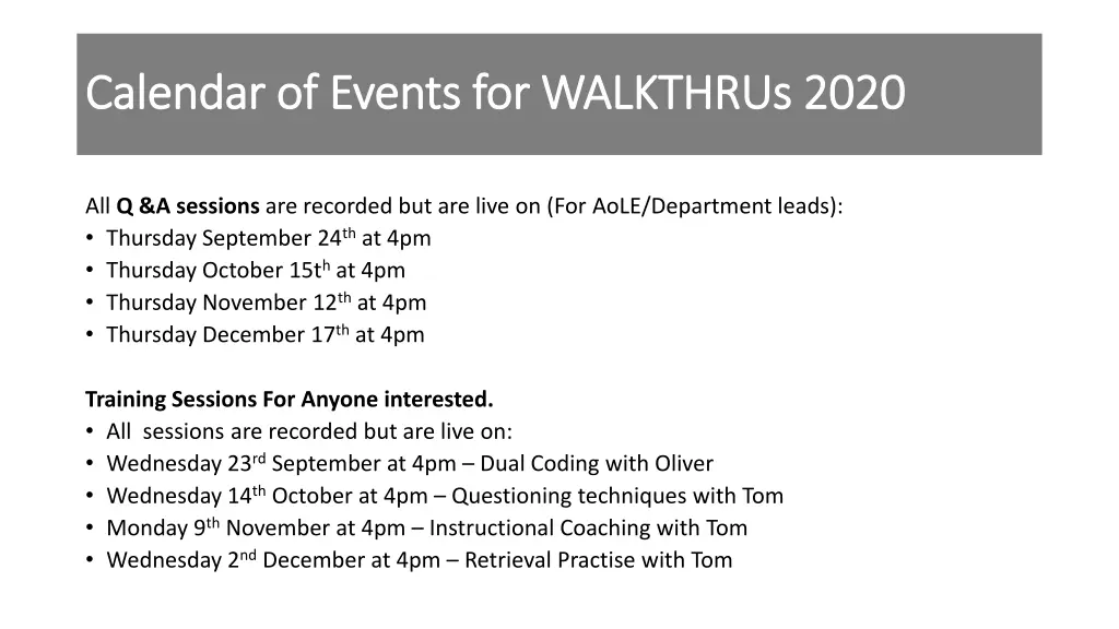 calendar of events for walkthrus 2020 calendar