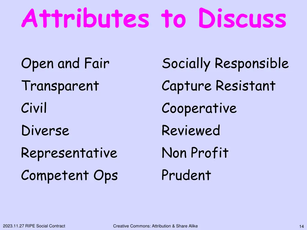 attributes to discuss