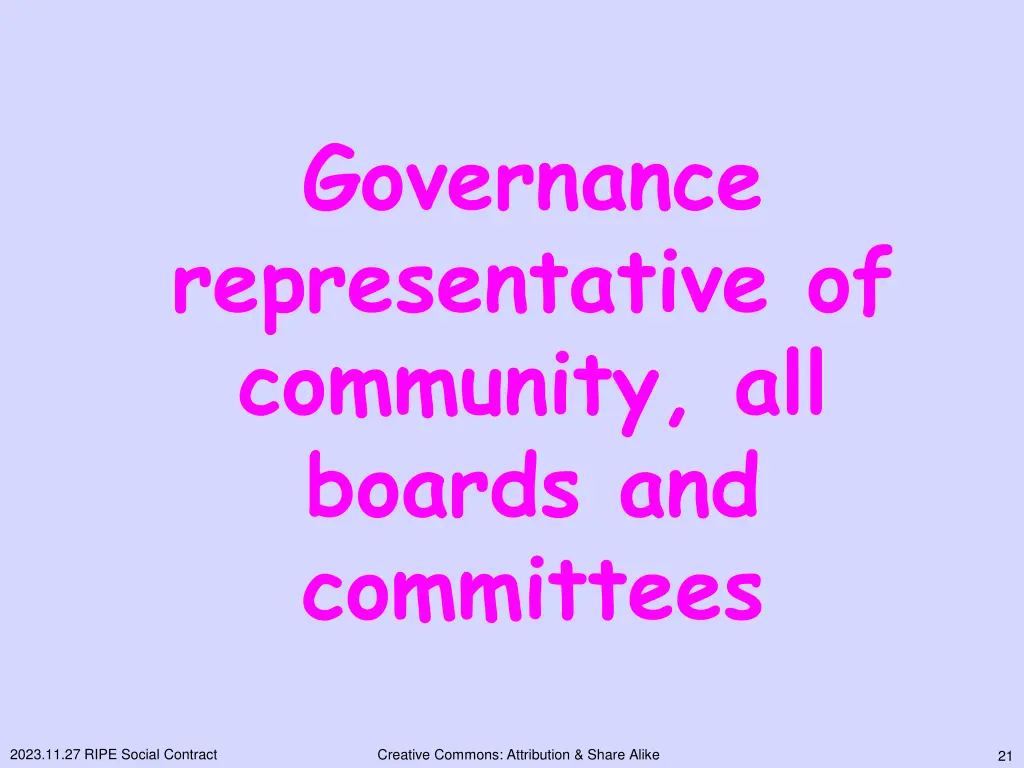 governance representative of community all boards