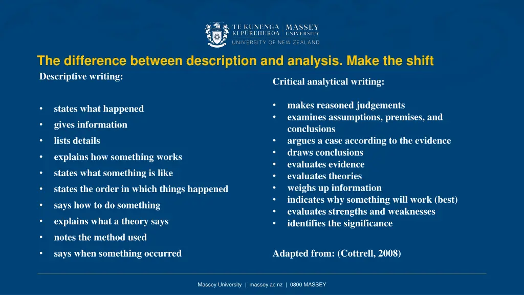 the difference between description and analysis