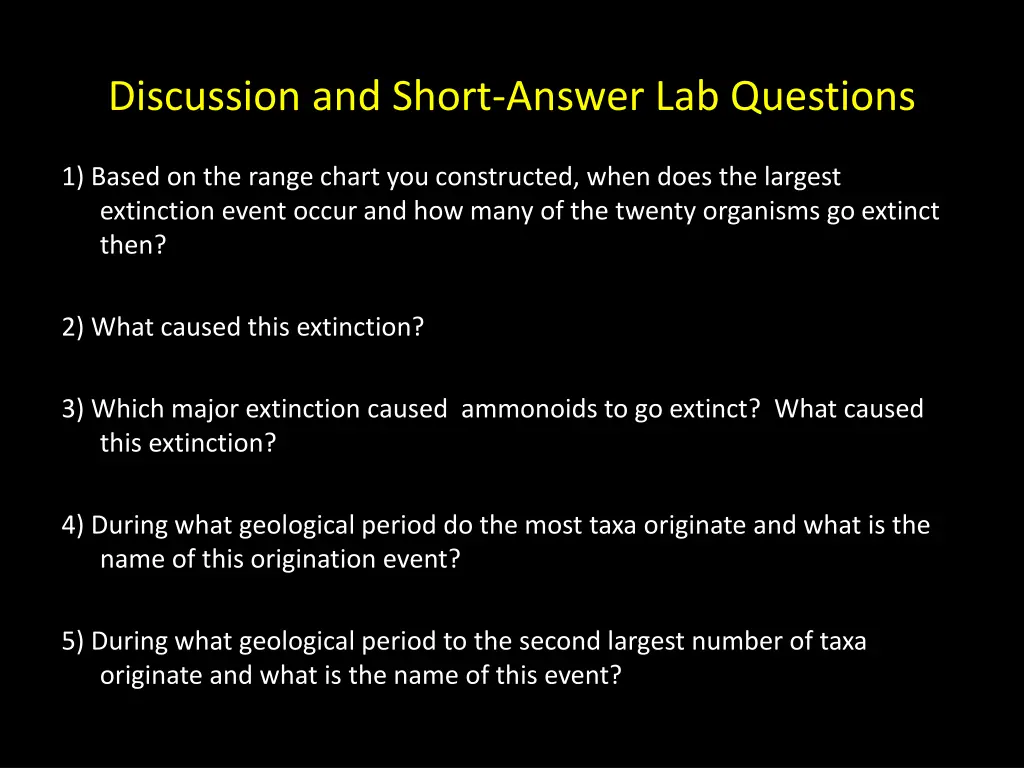 discussion and short answer lab questions