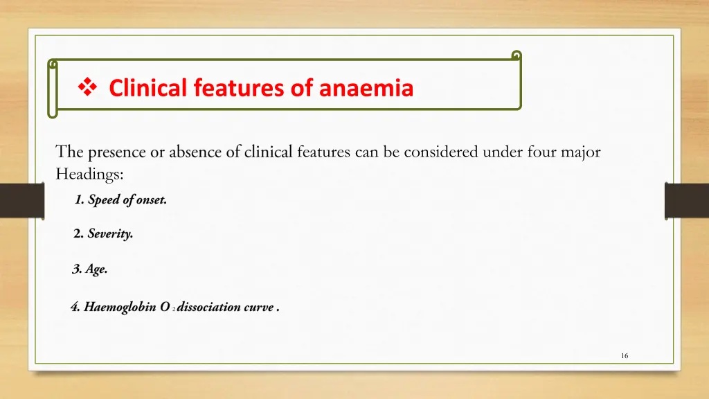 clinical features of anaemia