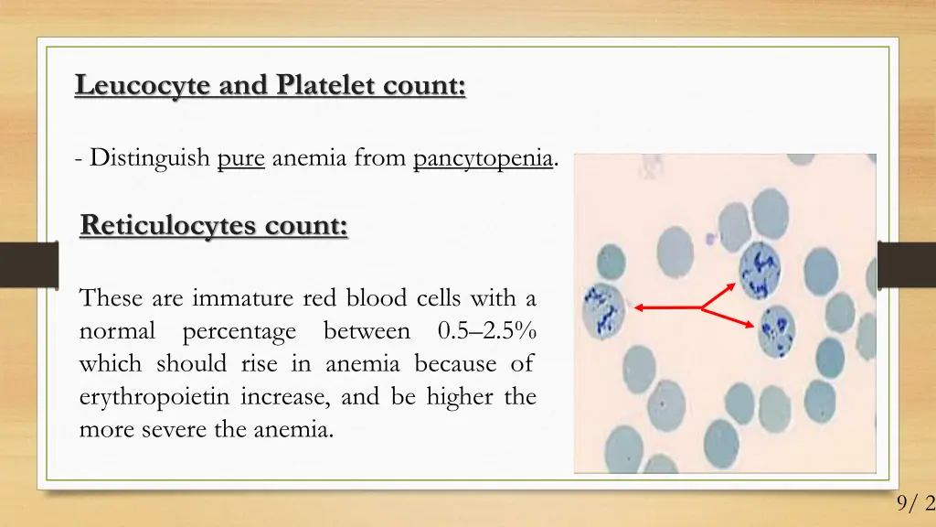 leucocyte and platelet count