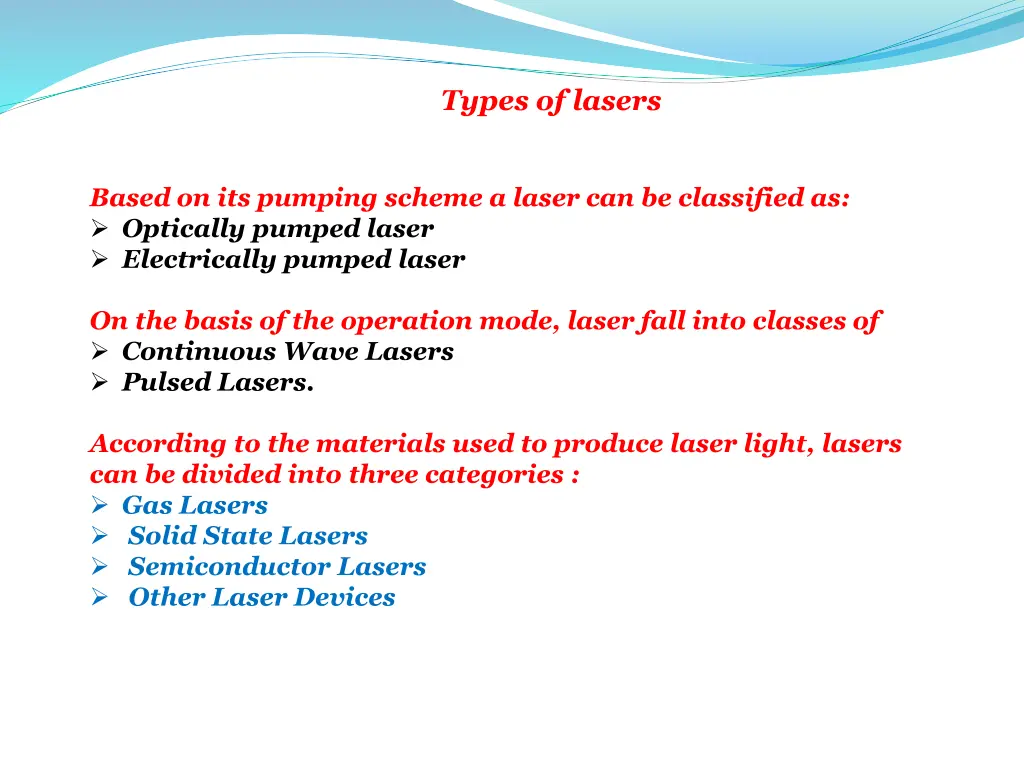 types of lasers