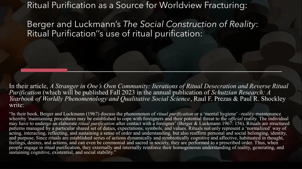 ritual purification as a source for worldview