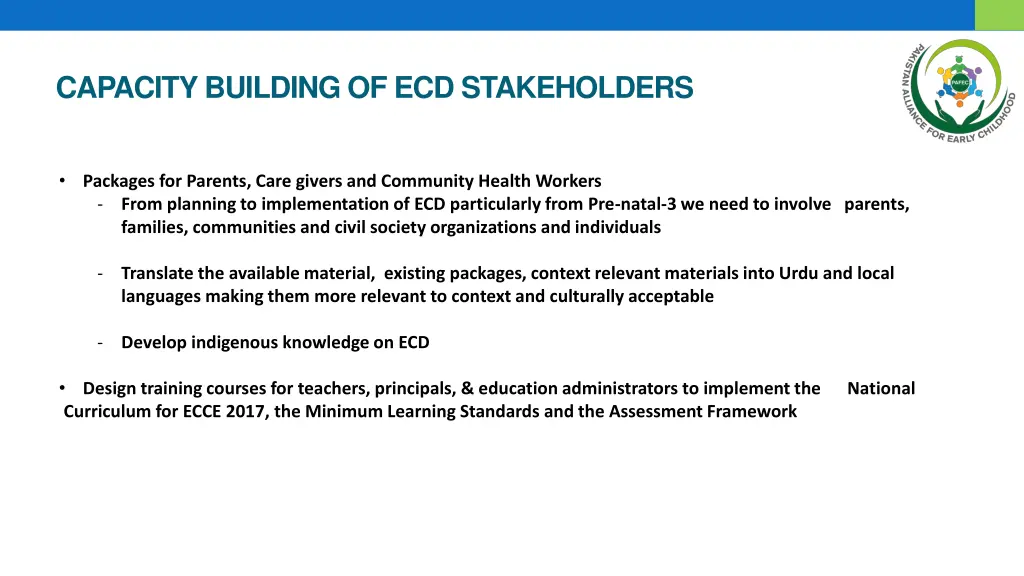 capacity building of ecd stakeholders