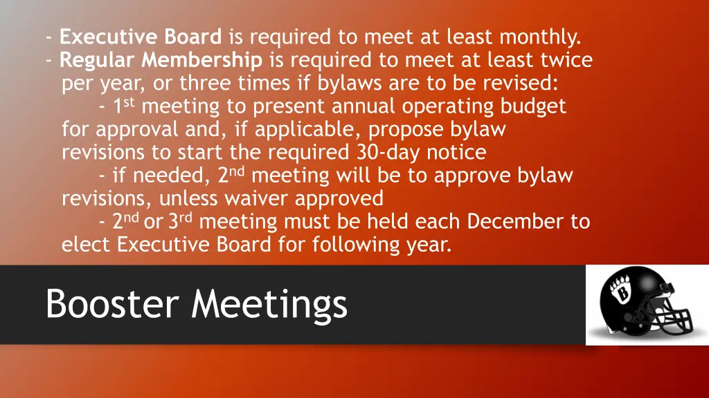 executive board is required to meet at least