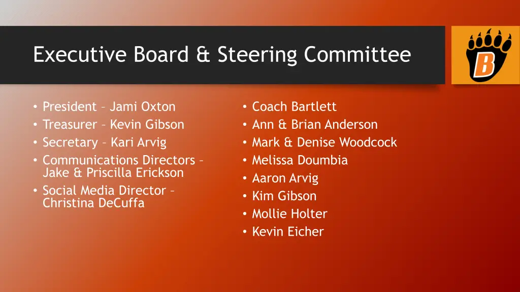 executive board steering committee