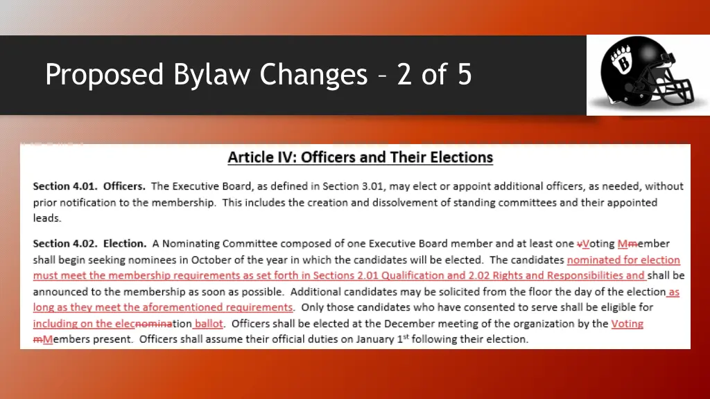 proposed bylaw changes 2 of 5