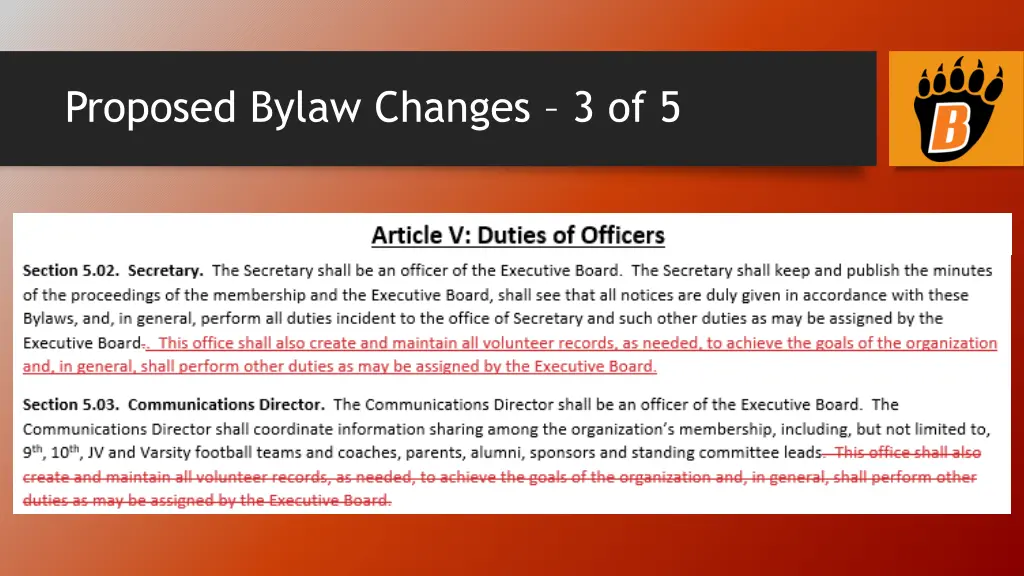 proposed bylaw changes 3 of 5