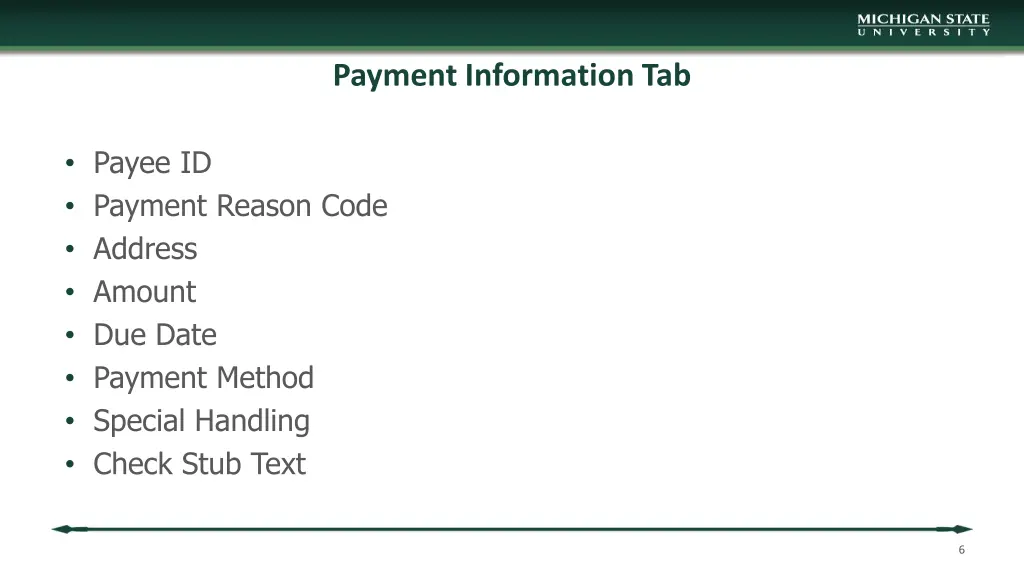 payment information tab