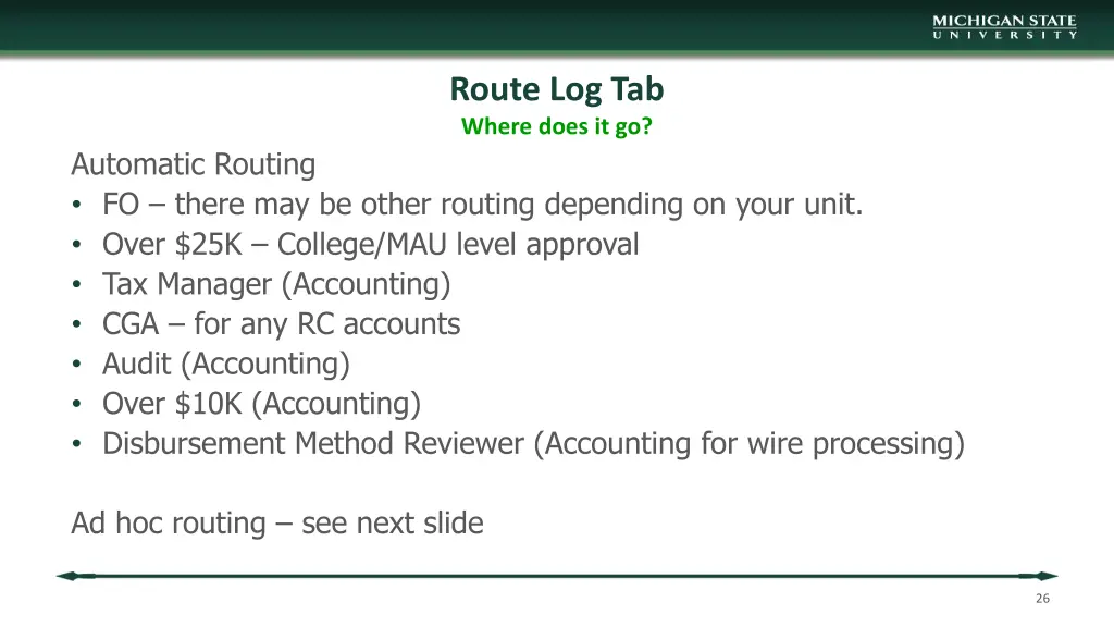 route log tab where does it go