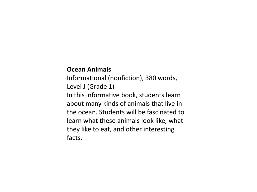 ocean animals informational nonfiction 380 words