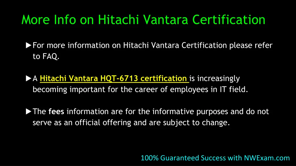 more info on hitachi vantara certification