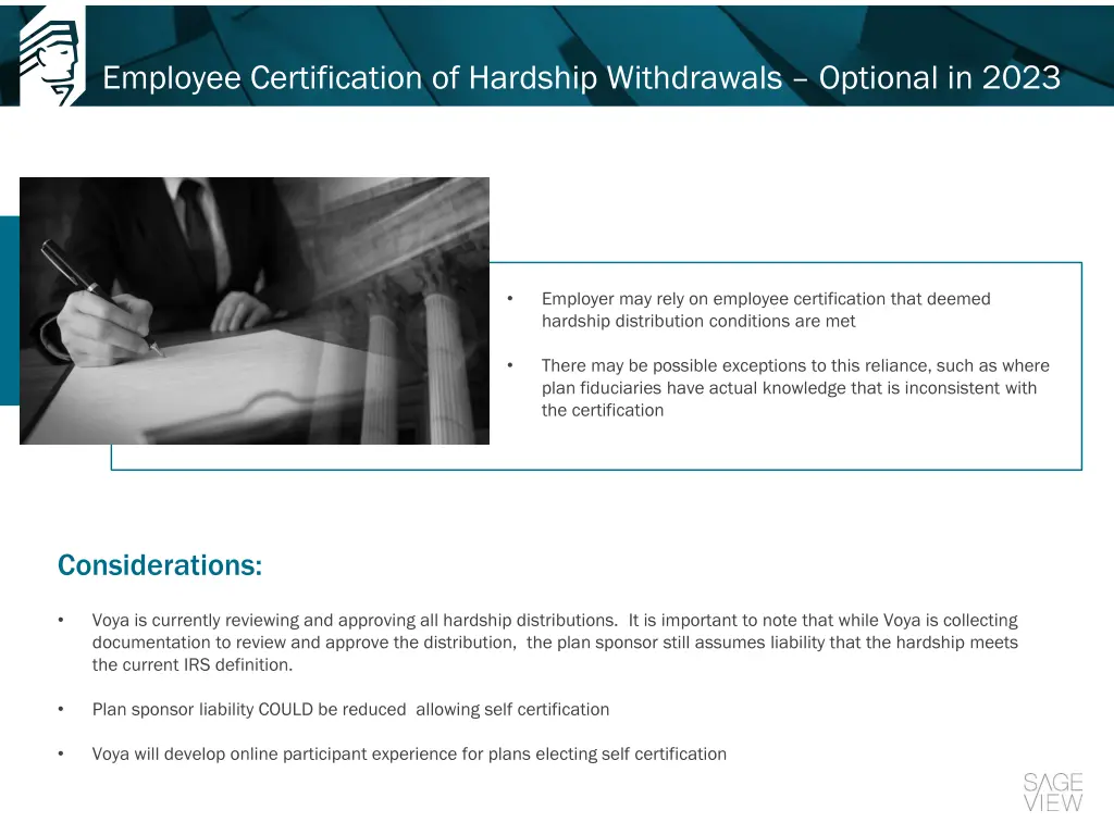 employee certification of hardship withdrawals