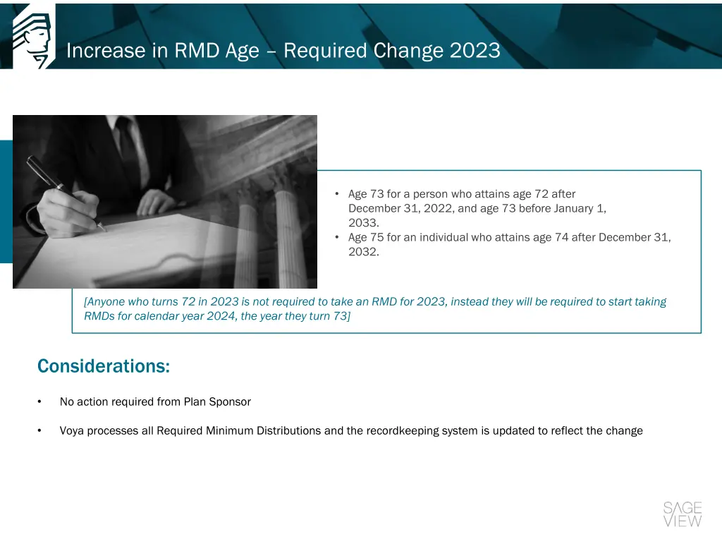 increase in rmd age required change 2023