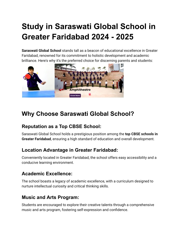 study in saraswati global school in greater