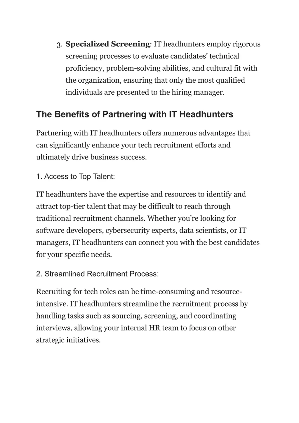 3 specialized screening it headhunters employ