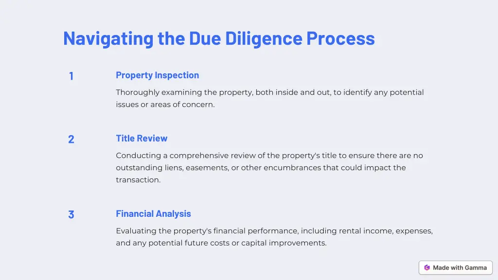 navigating the due diligence process