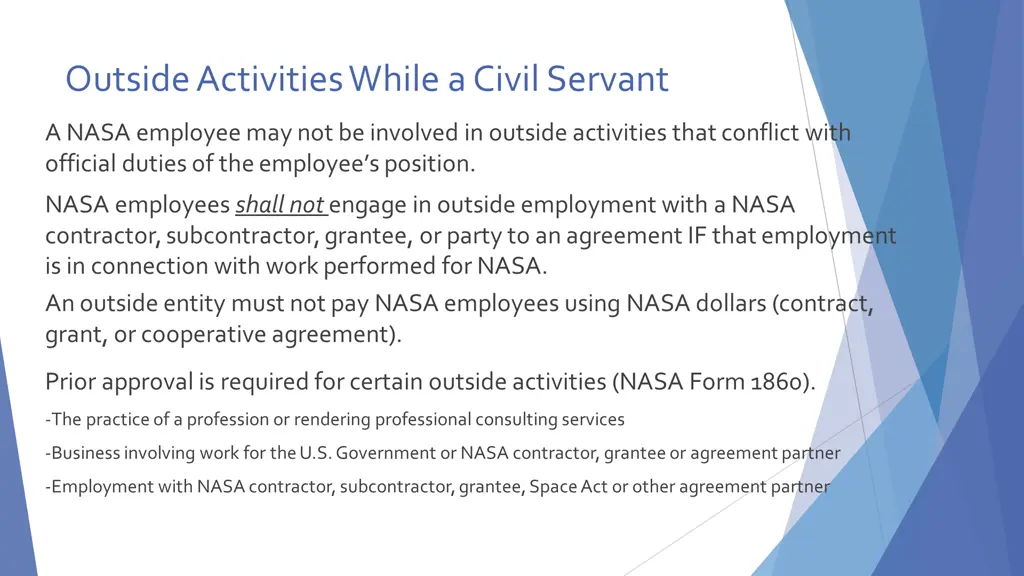 outside activities while a civil servant